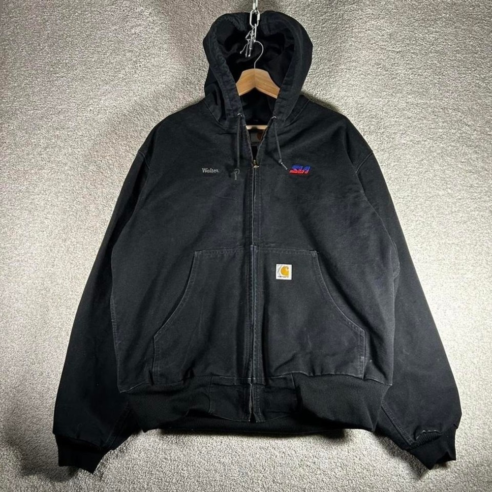 Carhartt black hooded zip up workwear jacket j131-BLK Size L